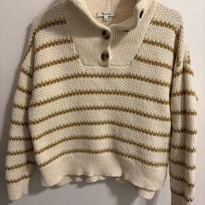 Madewell Canby Button Mockneck Sweater in Stripe